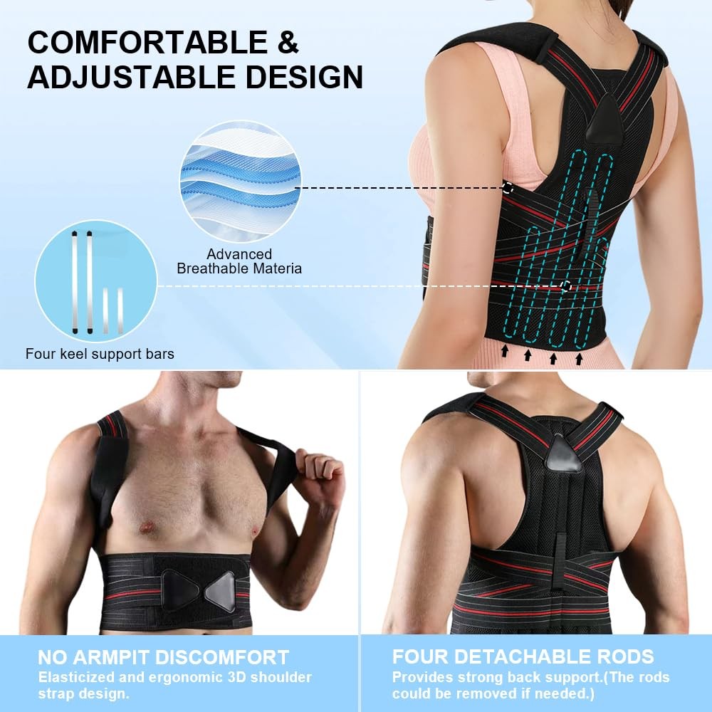 CALVINER Posture Corrector for Women and men Adjustable Back Brace Large