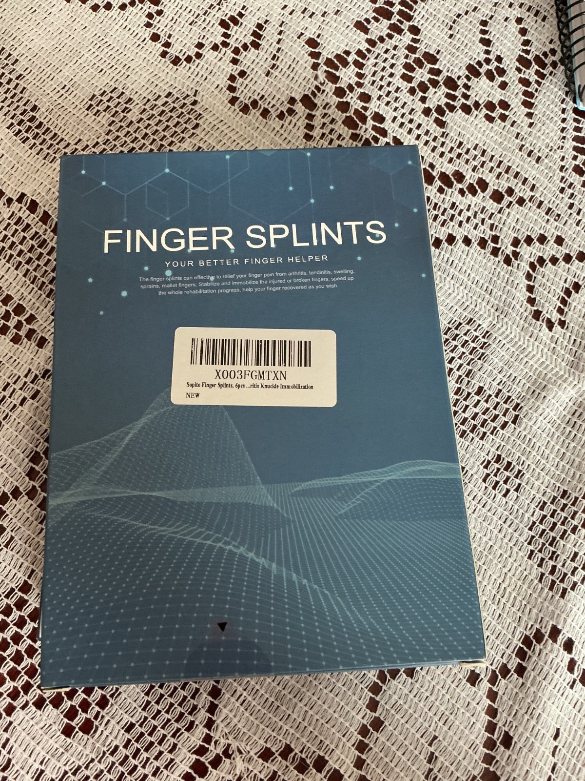 Six piece finger splints