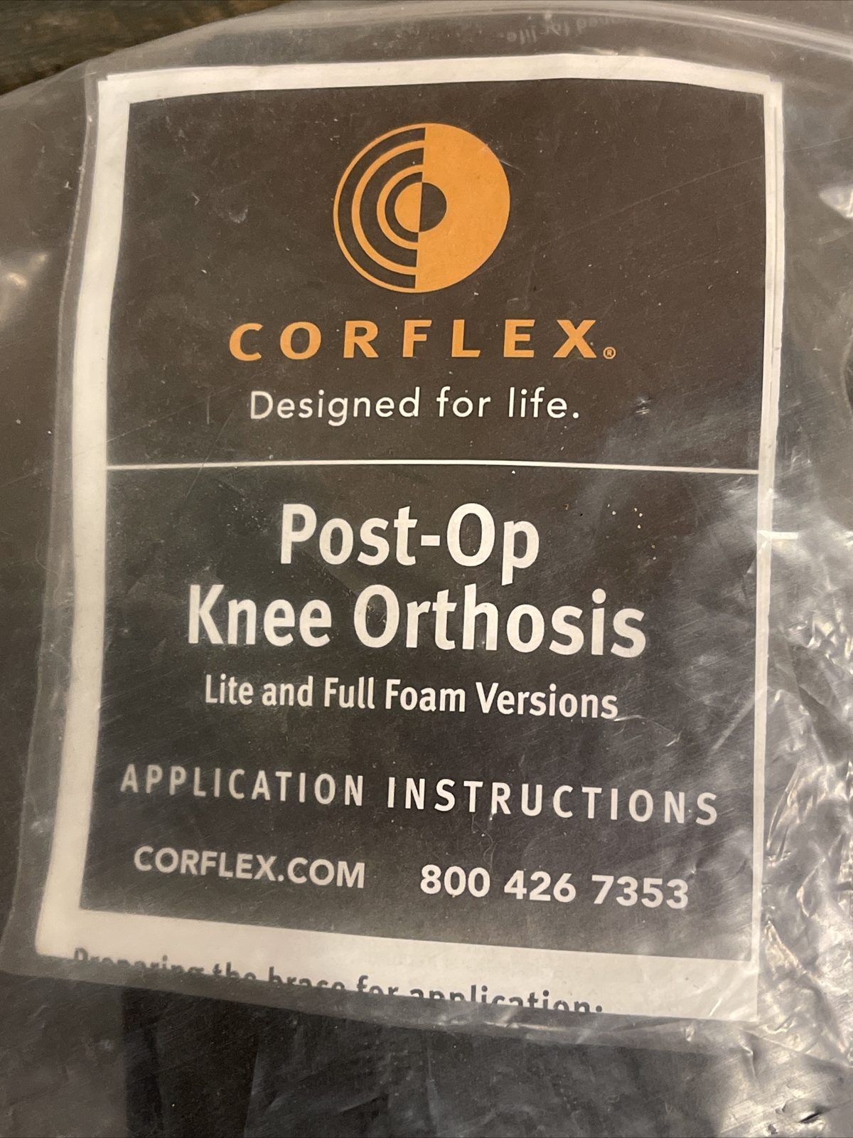 Corflex Contender Post-Op Hinged Knee Brace Universal Size w/ Booklet & Bag