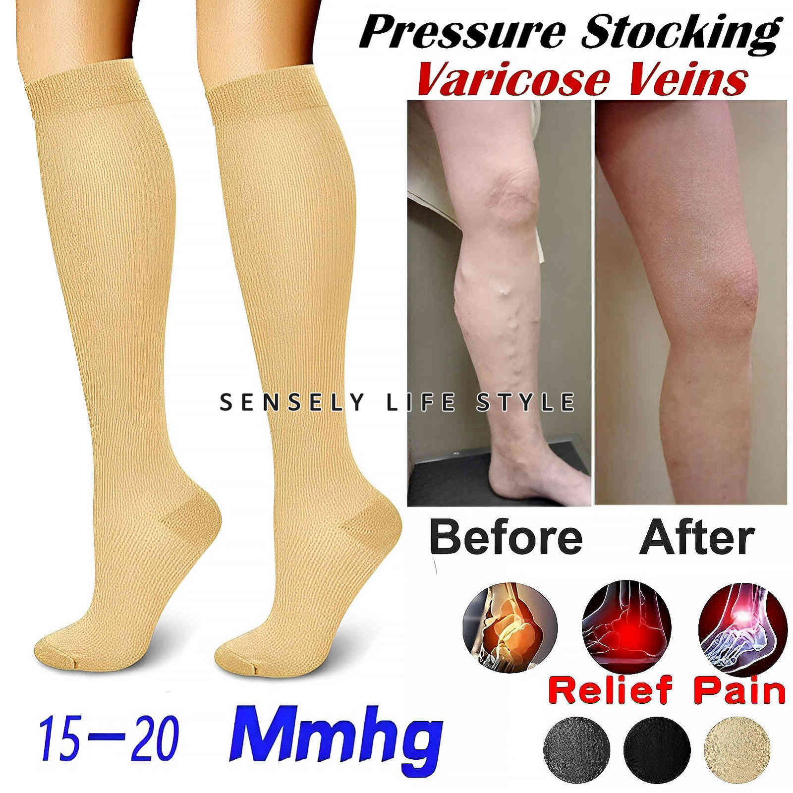 Compression Socks 23mmHg for Women Men Promote Blood Circulation and Oxygen Flow
