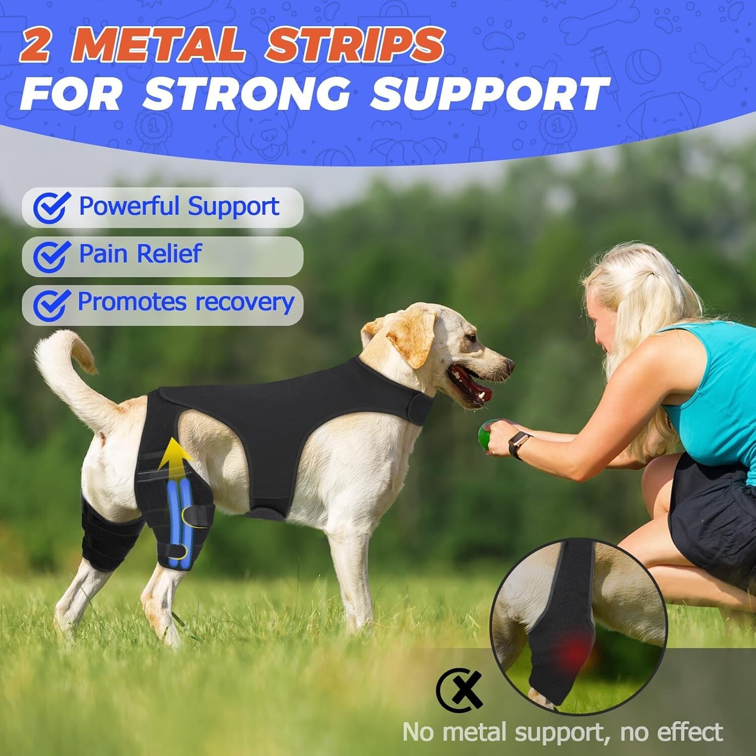 XXL Dog Knee Brace – Hind Leg ACL Support for Patella, Hip Dysplasia, Injuries