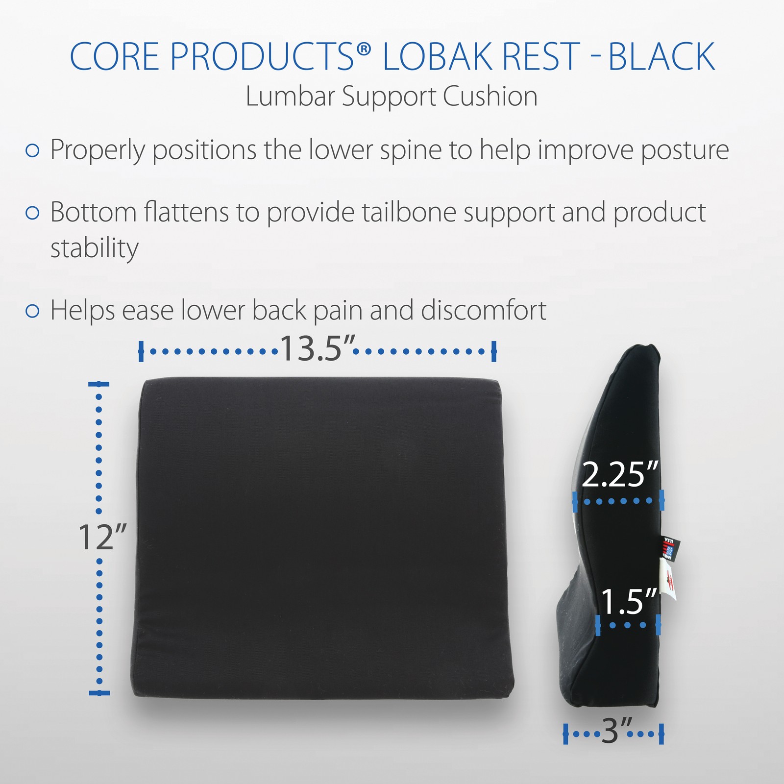 Core Products Lobak Rest Back Cushion Support Chair Cushion Car Travel Work USA