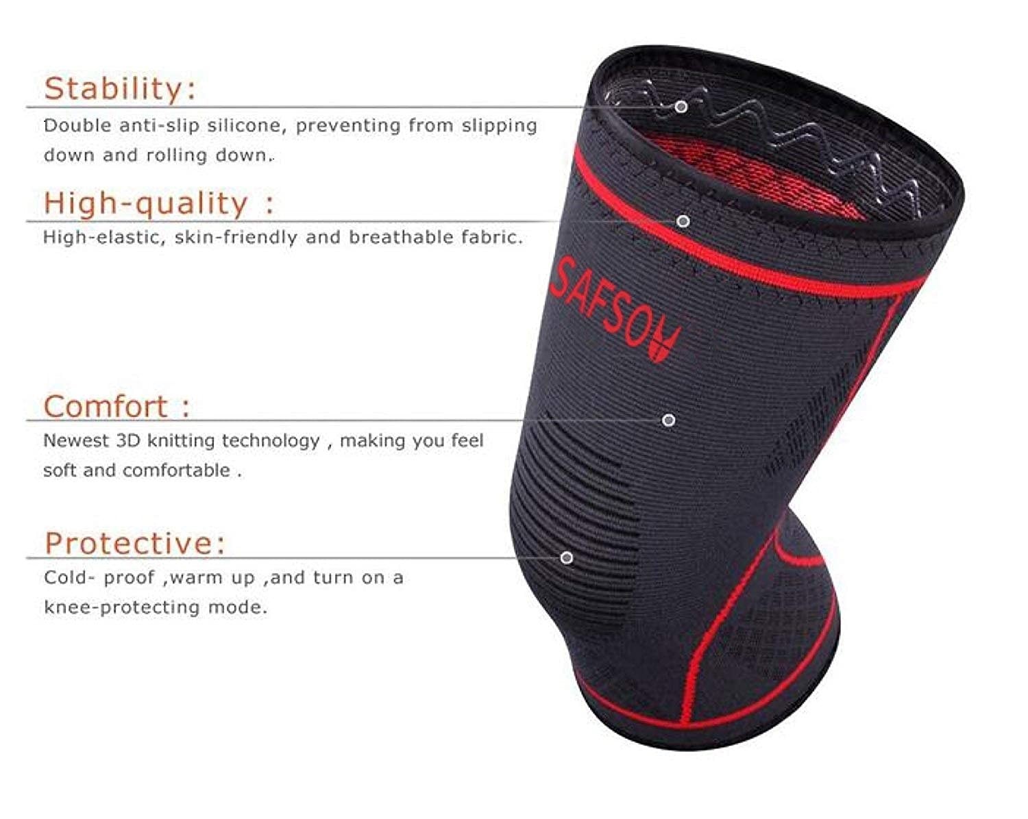 Knee Compression Sleeve,Knee Sleeves for Weightlifting,Knee Braces Runners, B…