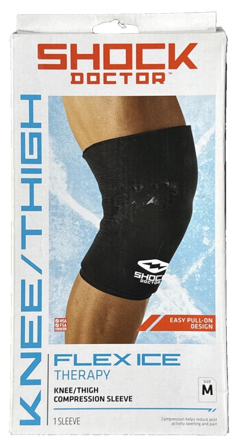 Shock Doctor Recovery Flex Ice Therapy Knee Thigh Compression Sleeve, Size M