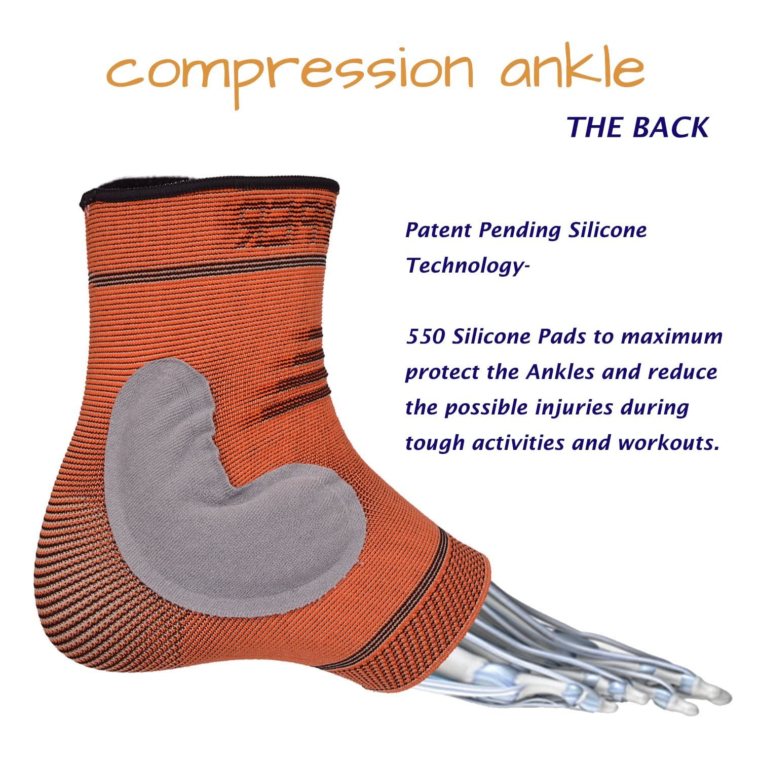 THX4COPPER Infused Compression Ankle Brace,Silicone Sleeve Small, Black