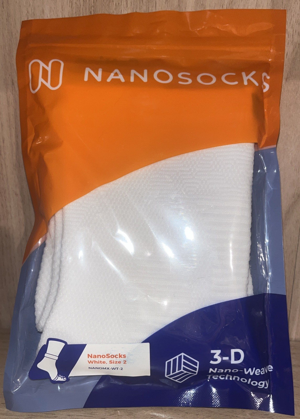 NEW! Nanosocks 3D Nano-Weave Technology Nanomx-WT-2 White- Size 2