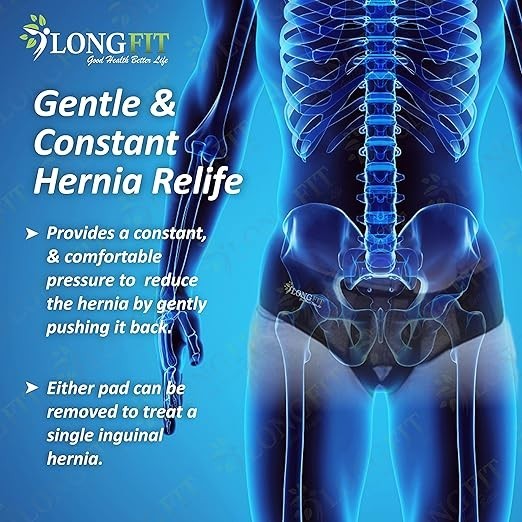 Double Inguinal Hernia Support Belt Grey Truss Brace with 2 pads .