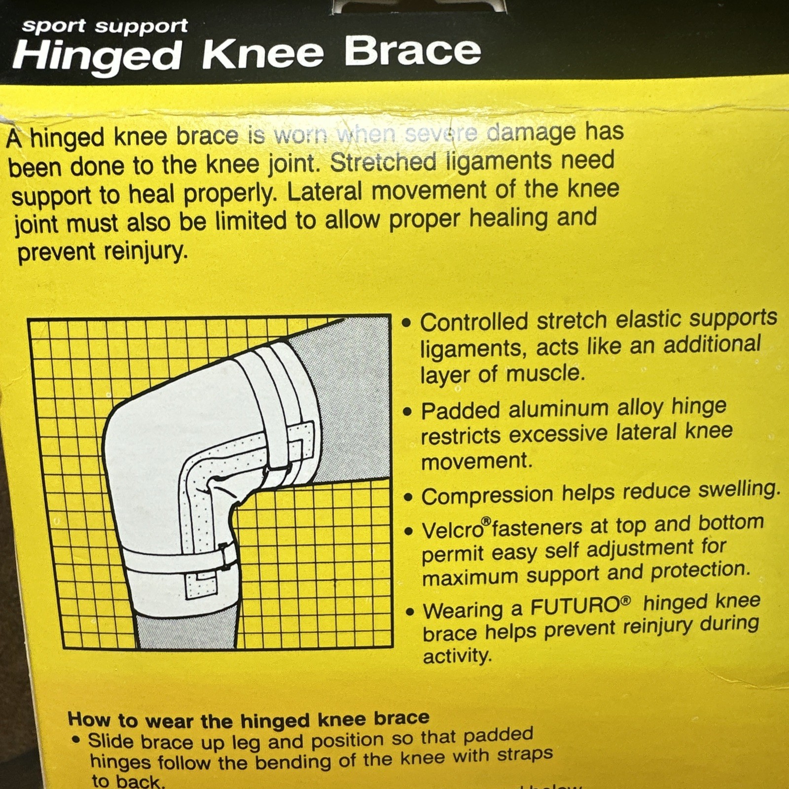 Futuro Adjustable Firm Support Hinged Knee Brace Vintage 1983 New