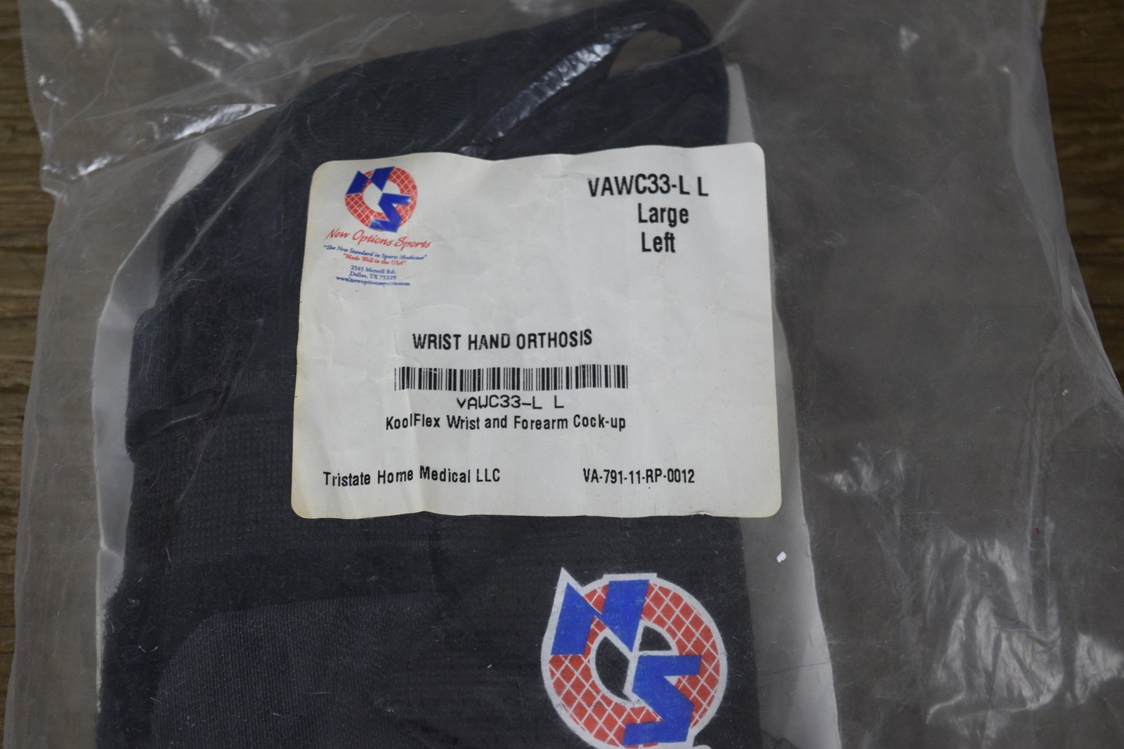 New Options Sports Wrist Hand Orthosis Brace Large Left KoolFlex VAWC33 Cock-Up
