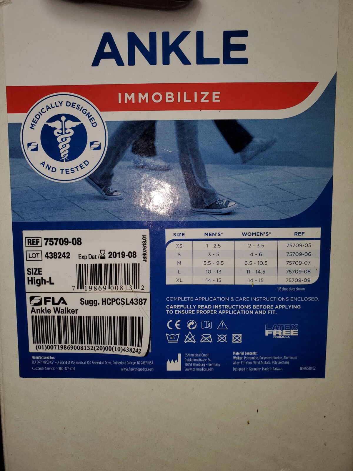 NEW! FLA Orthopedics – Adjustable High Ankle Walker Boot ~Adult Size High Large