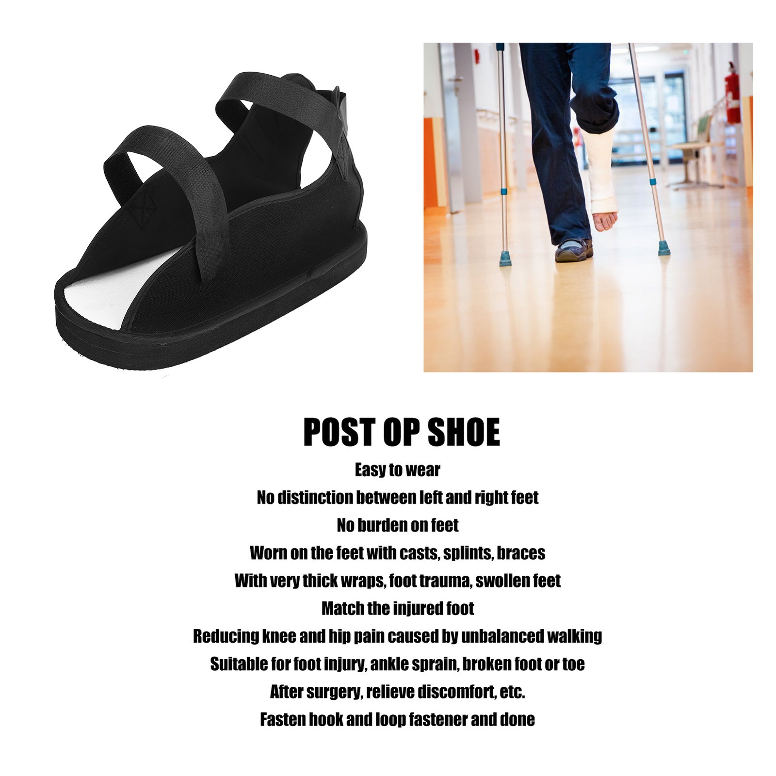 S Post Op Shoe Open Toe Fracture Plaster Protective Leg Foot Supports Health