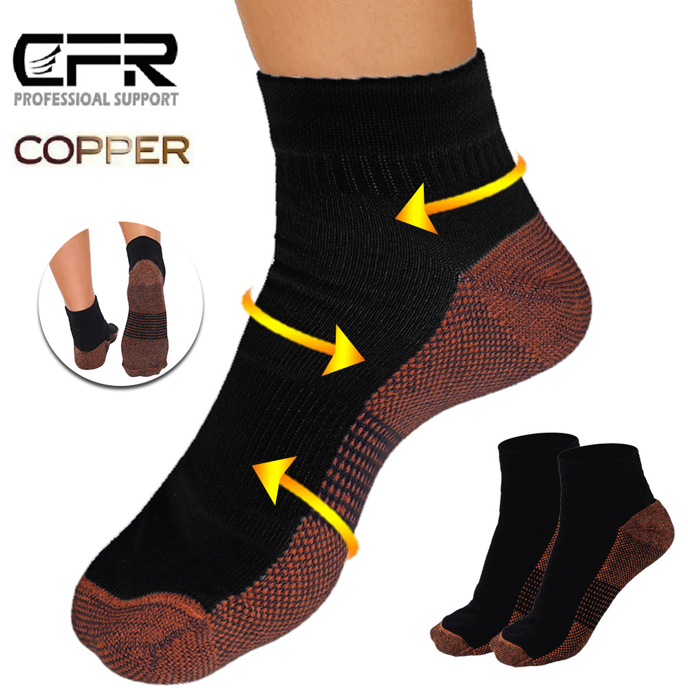1/2/3 Pairs Copper Compression Socks Plantar Fasciitis Arch Ankle Sports Support