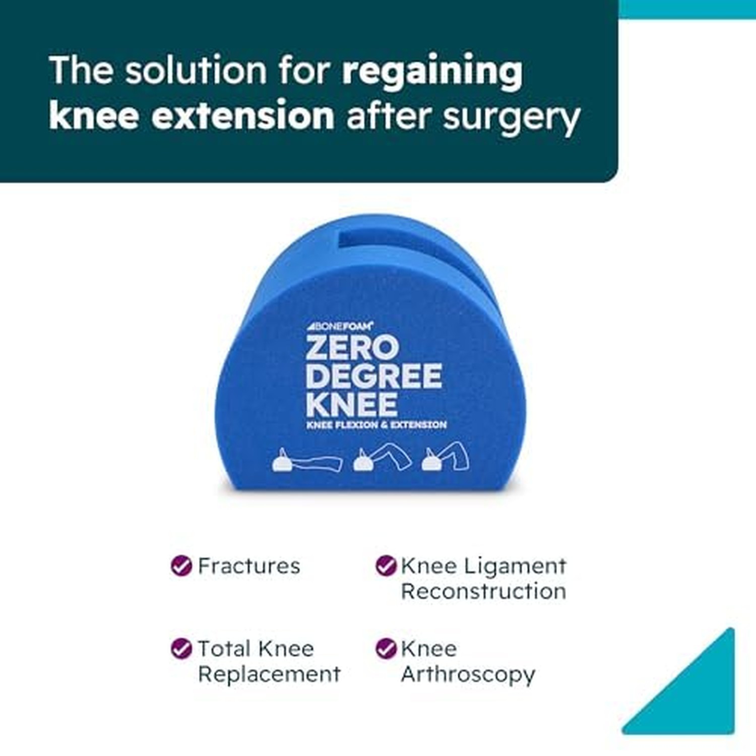Zero Degree Knee Pillow – Surgery Knee Pillow – Knee Rehab – Foam Wedge – Phy…