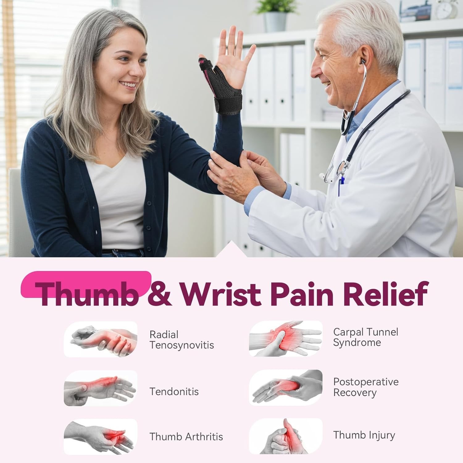 Ergonomic Thumb Support Brace for Arthritis & Tendonitis – Adjustable & Durable