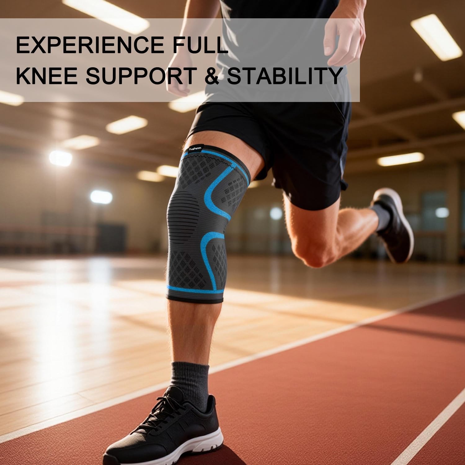 FvaPemm Knee Brace for Women & Men, Compression Sleeve XX-Large, Blue