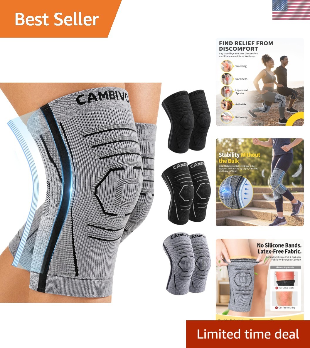 2 Pack Knee Brace for Women & Men, Compression Sleeves Knee Support | Lightwe…