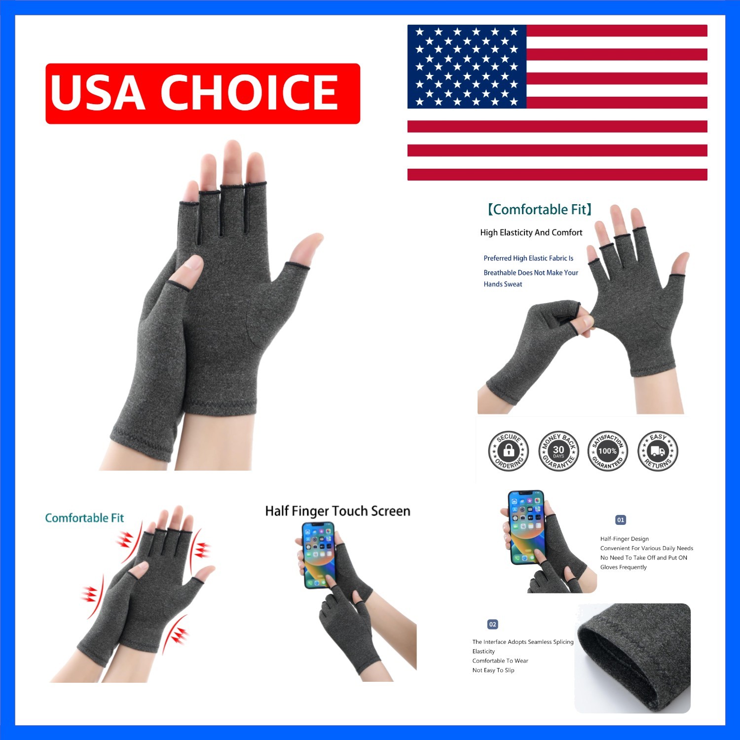 Arthritis Gloves for Women-Men – Summer Half Finger-Fingerless Hand Thumb-Com…