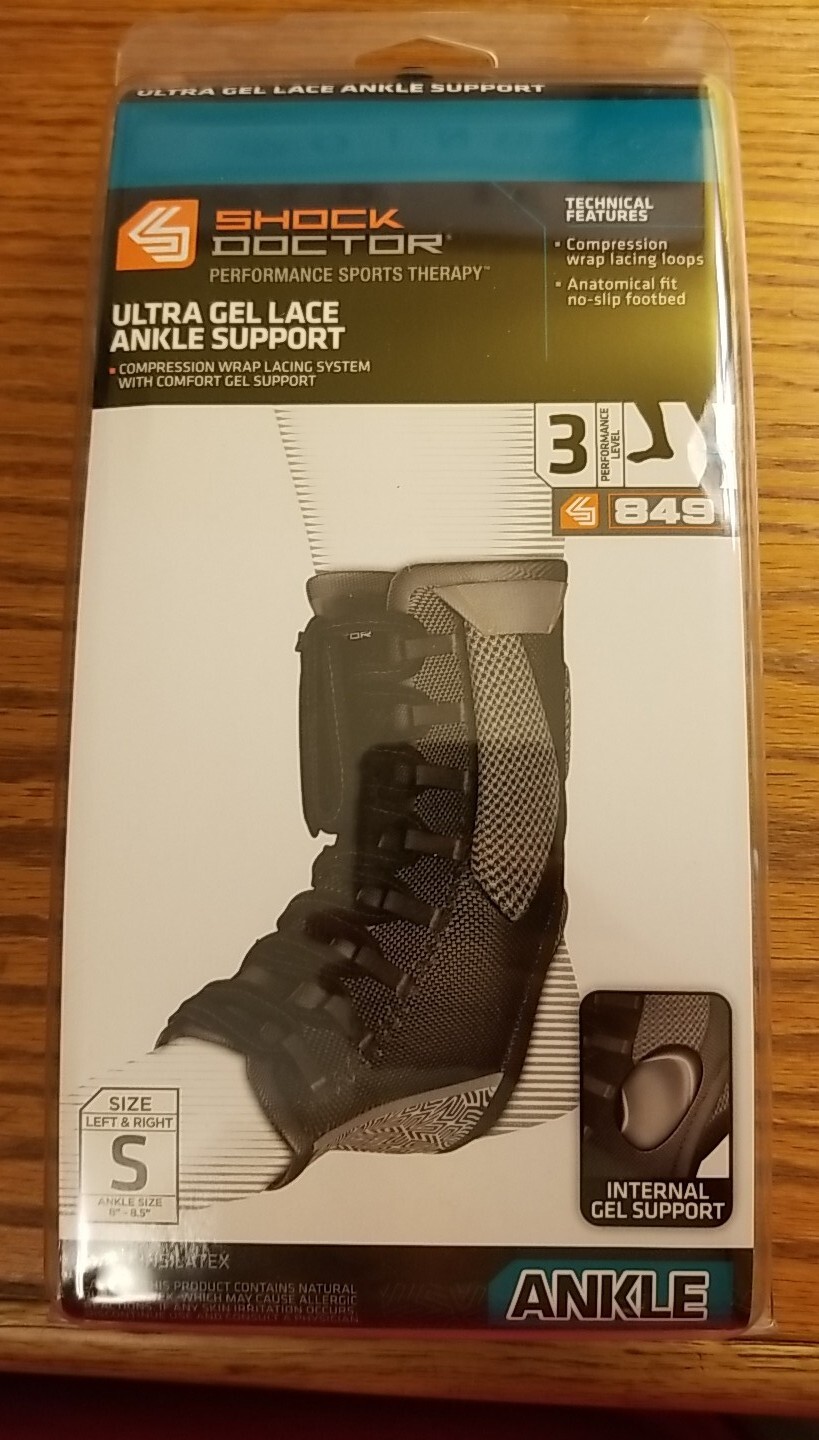 Shock Doctor Ultra Gel Lace Ankle Support – Black – Small