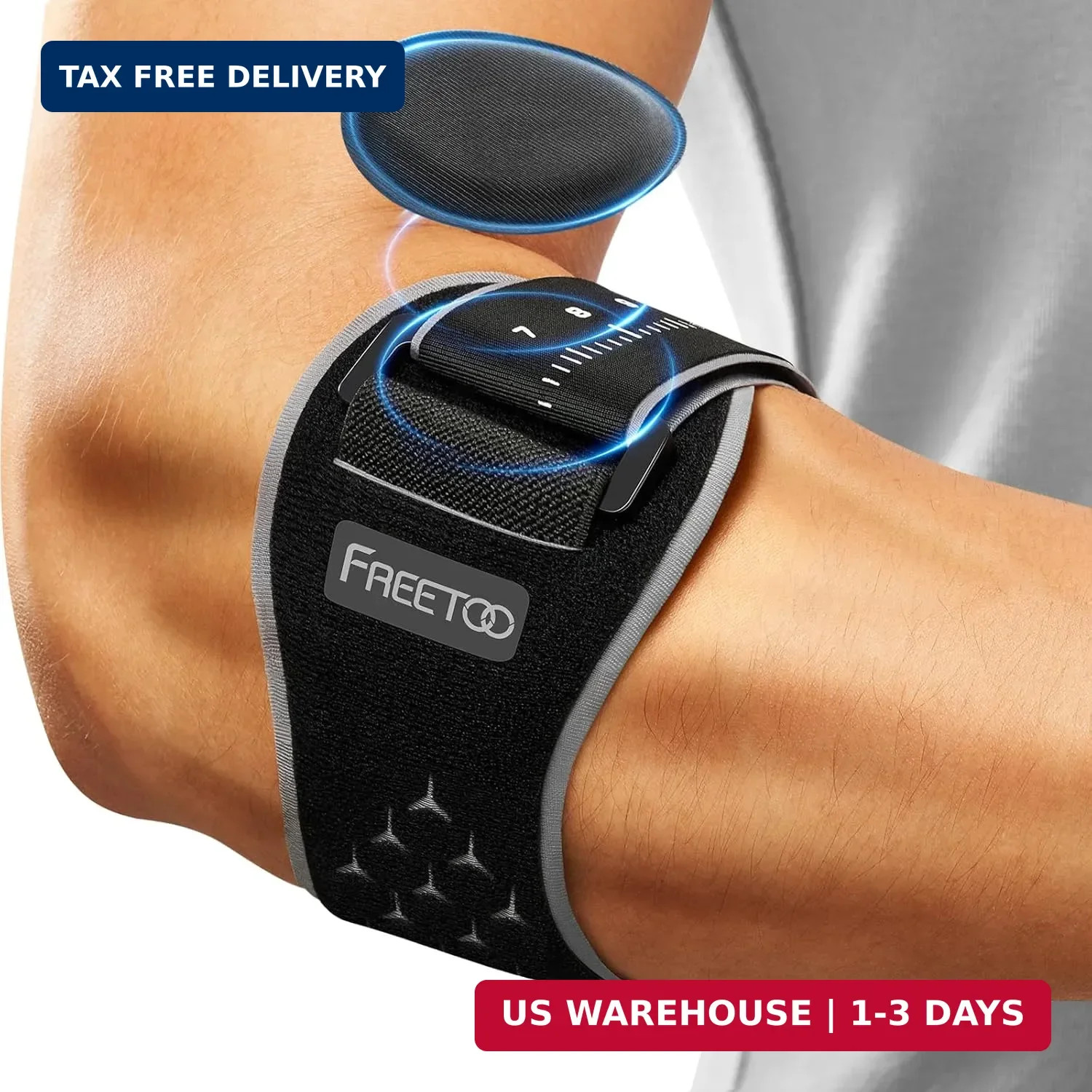 Counterforce Brace for Epicondylitis, Tennis Elbow Strap with Gel Pad Grey L/XL