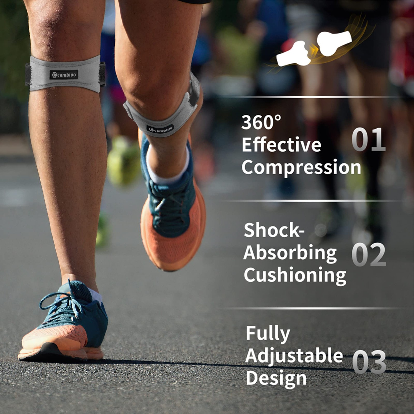 Knee Strap 2 Pack Patella Support Brace Pain Relief Runner Jumper’s Tendonitis V