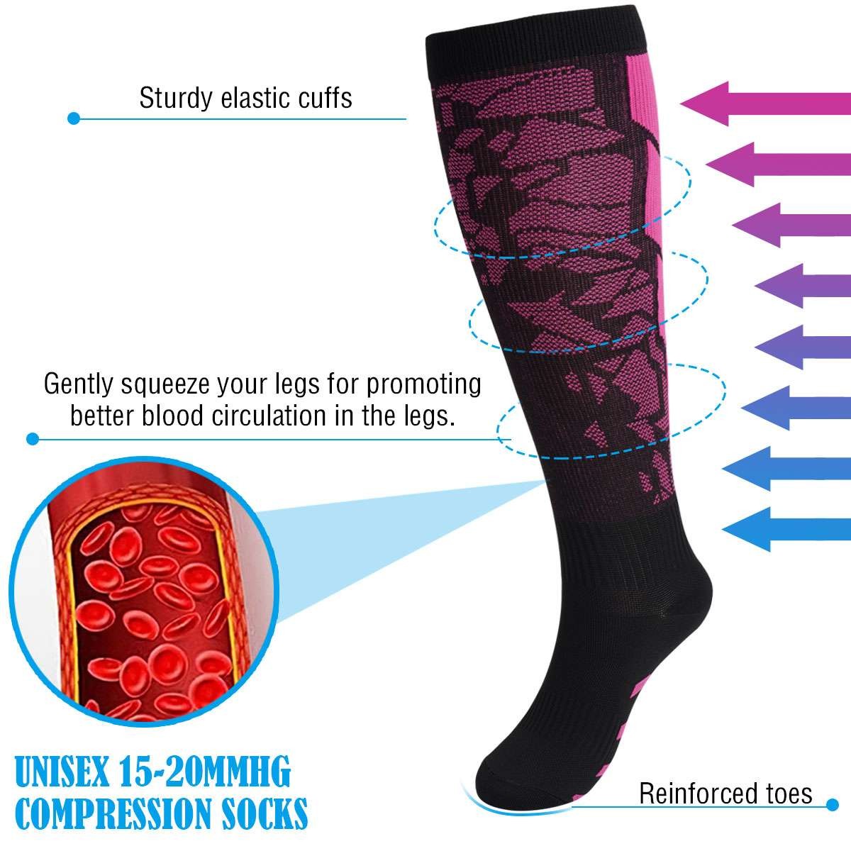 6Pairs Compression Socks Stocking Women Men Knee High Graduated Support S/M-L/XL