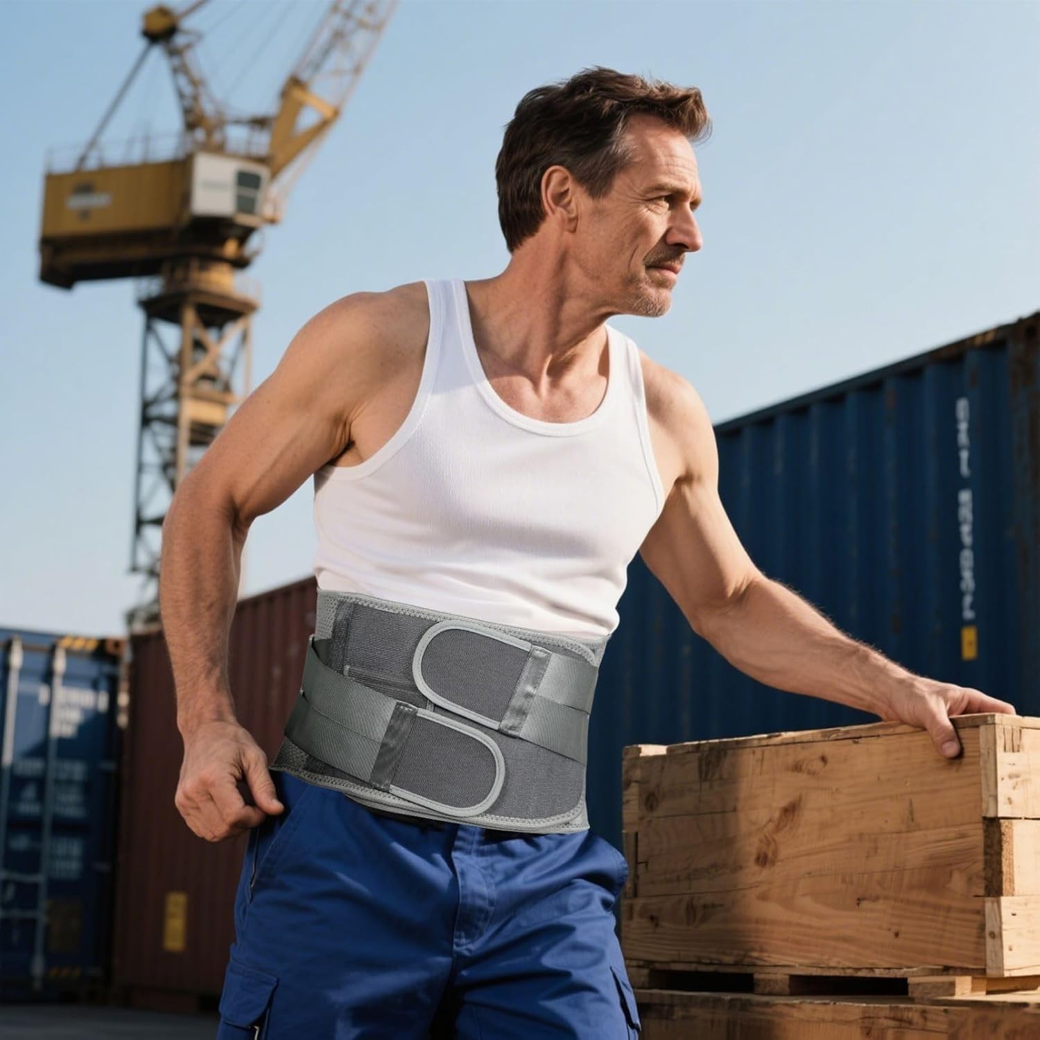 Compression Back Brace with 7 Stays for Lower Back Pain Relief 31″-39″ Waist M