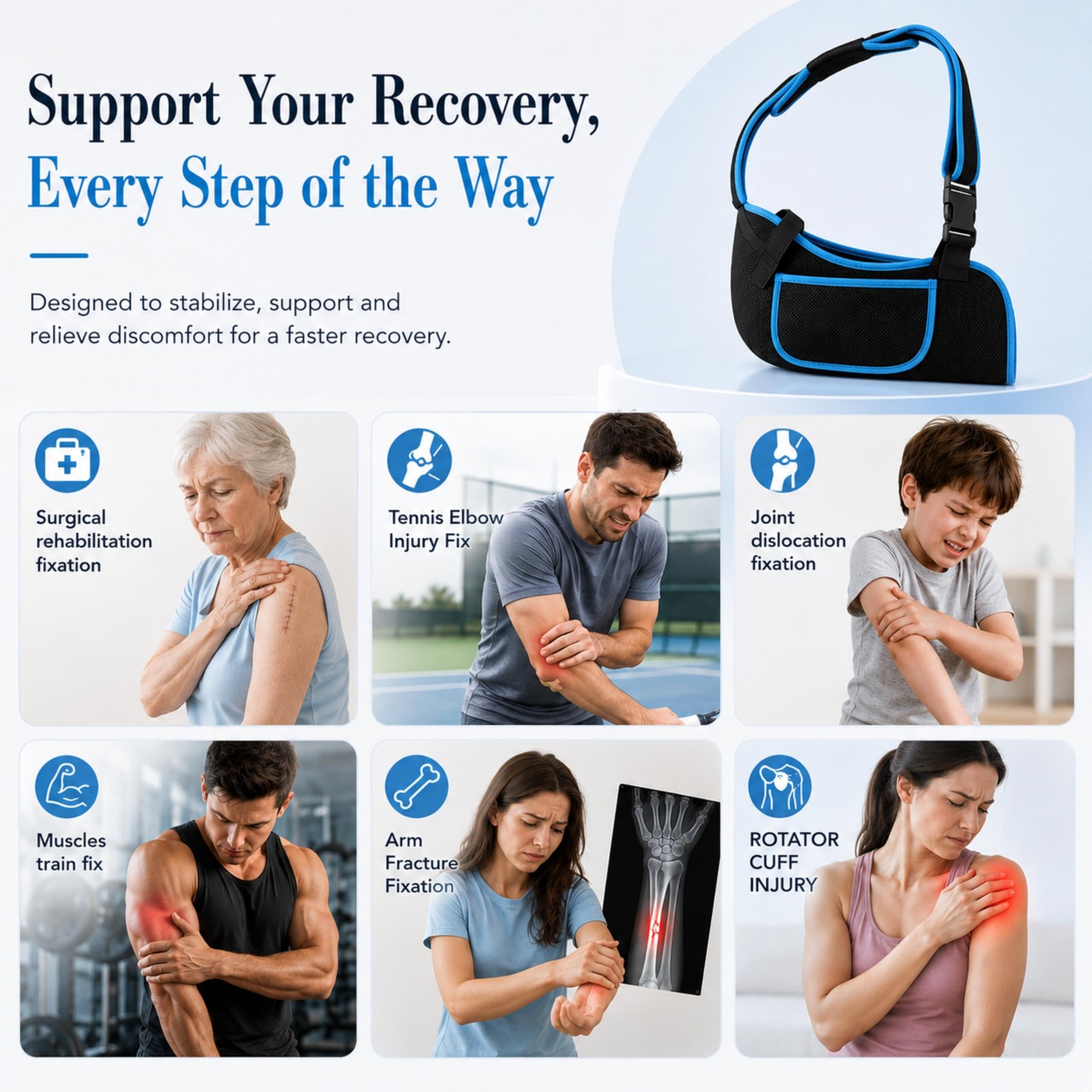 Arm Sling Shoulder Immobilizer, Adjustable Torn Rotator Cuff Injury Brace