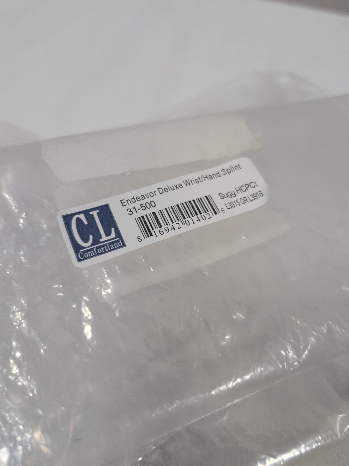 Comfortland Medical Endeavor Deluxe Wrist/Hand Splint 31-500 New with Hand Grip