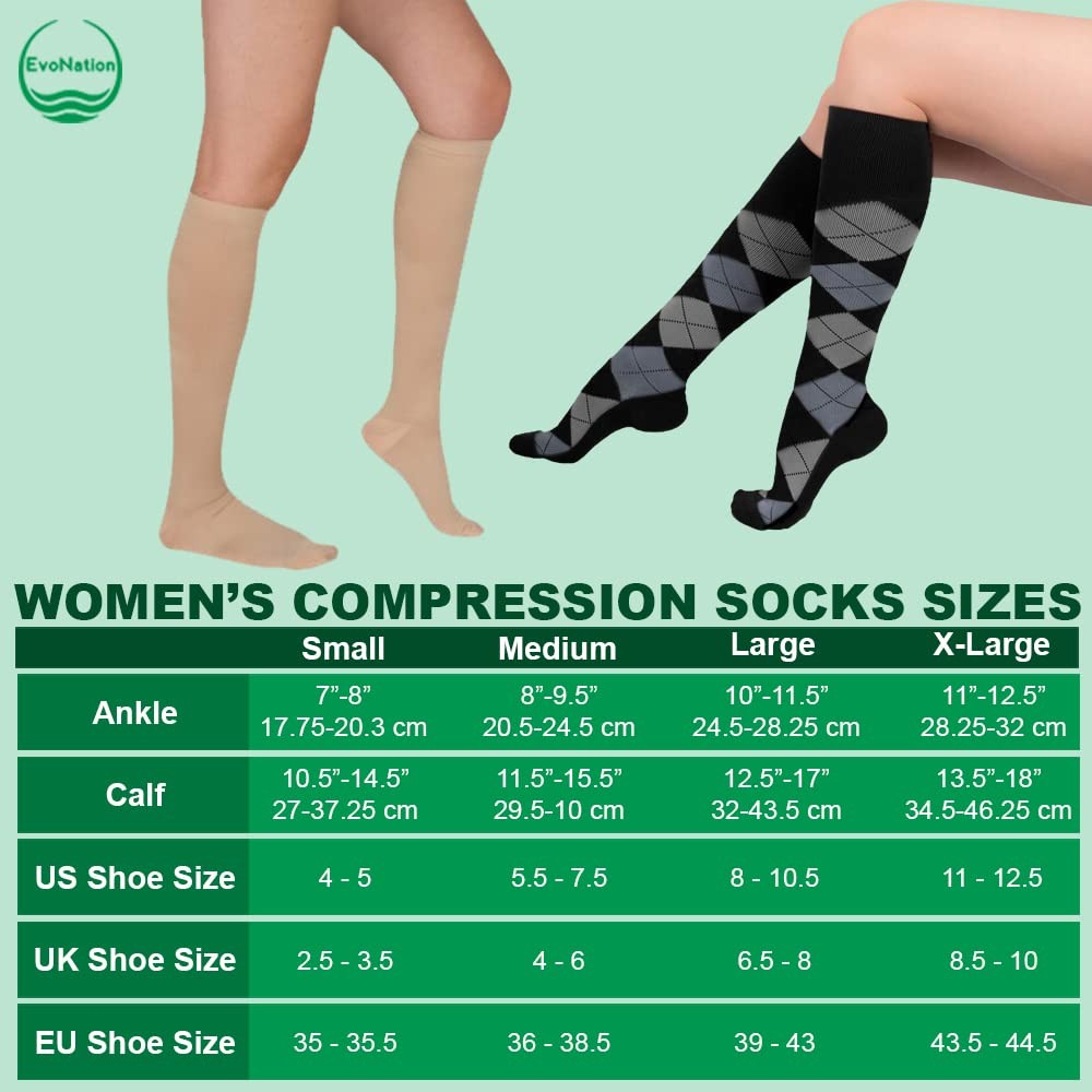 Womens Knee High Graduated Compression Socks Garment Moderate 1520