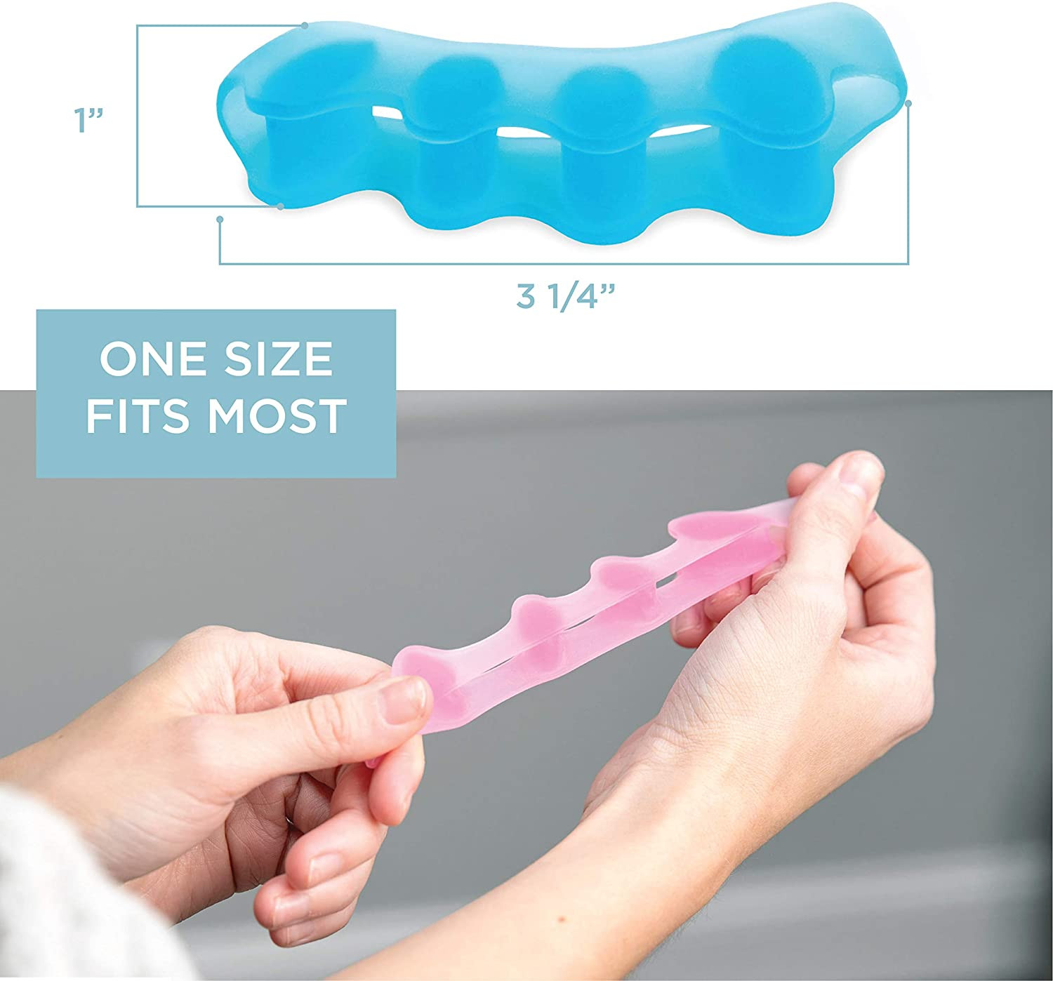 Toe Separators Silicone Toe Spacers for Bunions Women Men Bunion Corrector Blue