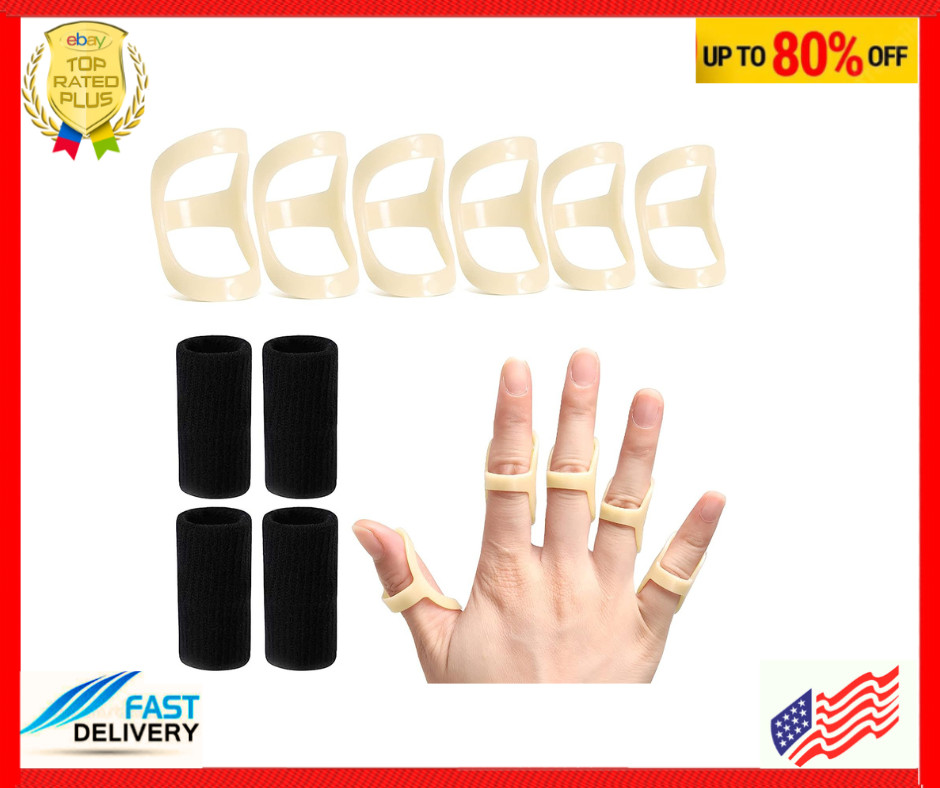 10Pcs Oval Finger Splints & Sleeves Kit, 6 Graduated Trigger Finger Splint & 4 F