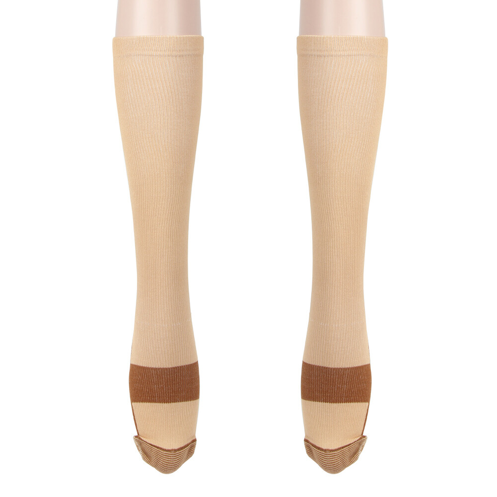 5 Pairs Beige Copper Compression Socks 20-30mmHg Graduated Support Men’s Women’s