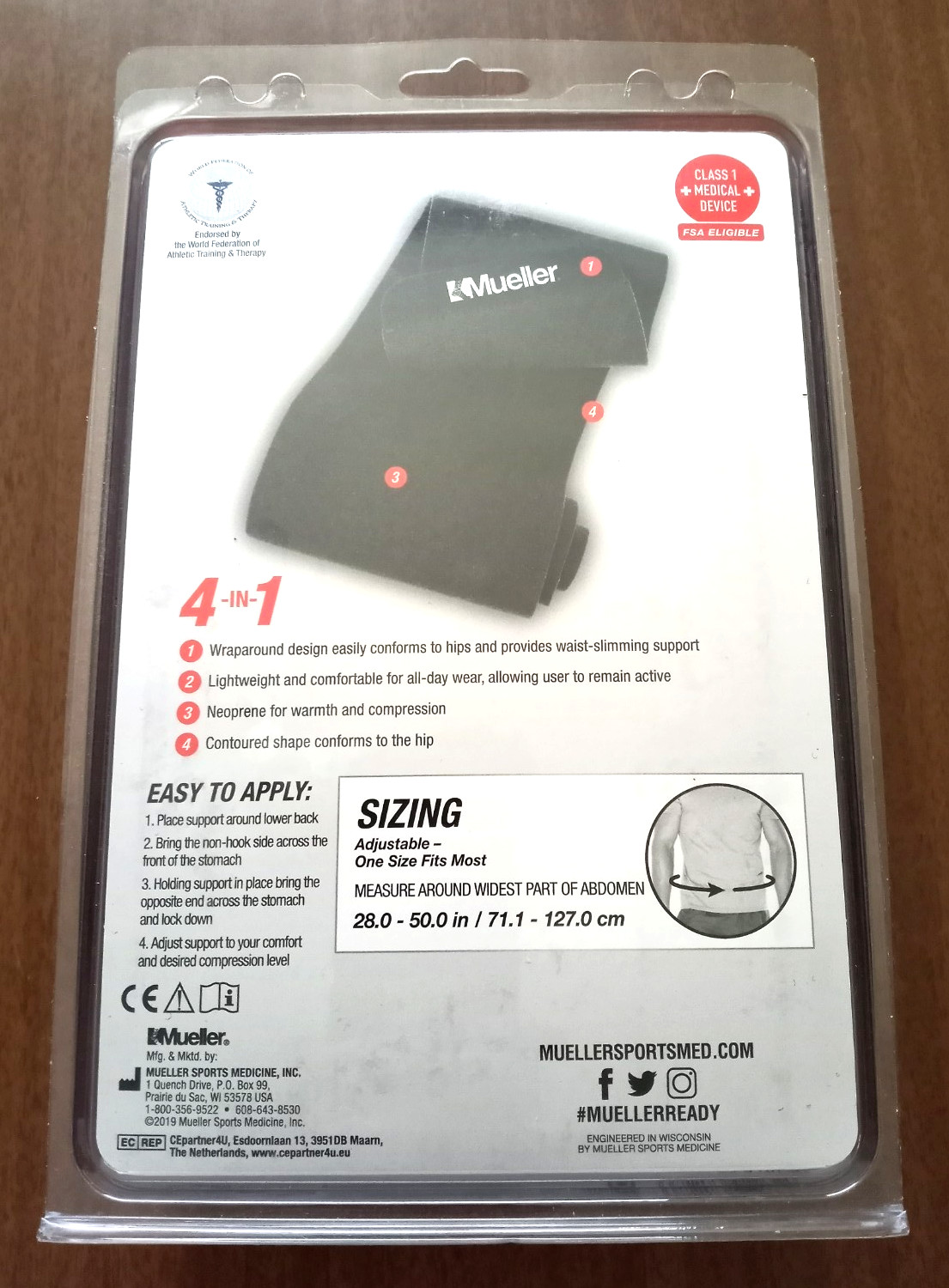 Mueller WAIST SUPPORT Sport Care ONE SIZE FITS MOST Weak Sore Injured Back