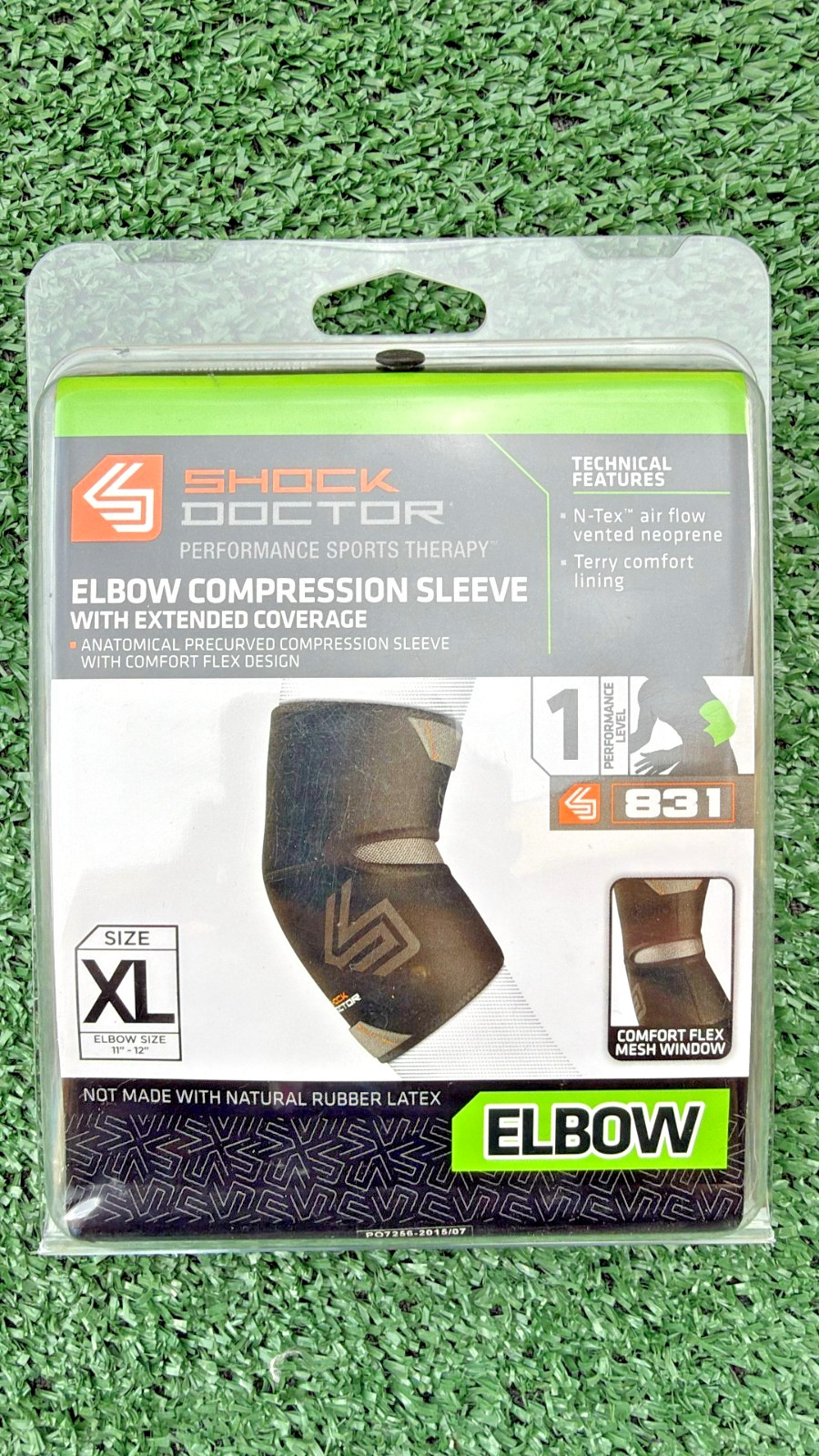 Shock Doctor 831 Elbow Compression Sleeve XL Extended Coverage Support Brace