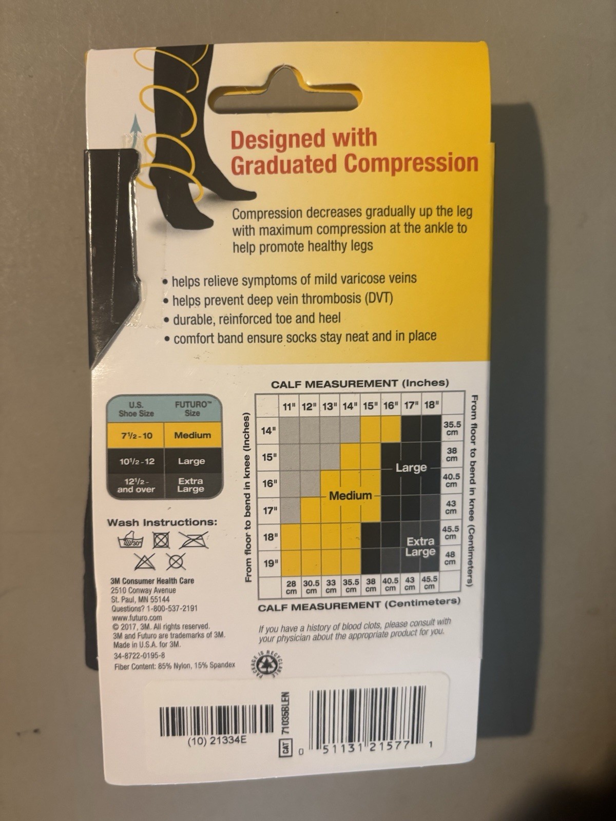 Futuro Compression Dress Socks Mens Medium Black Firm Support NEW 3M