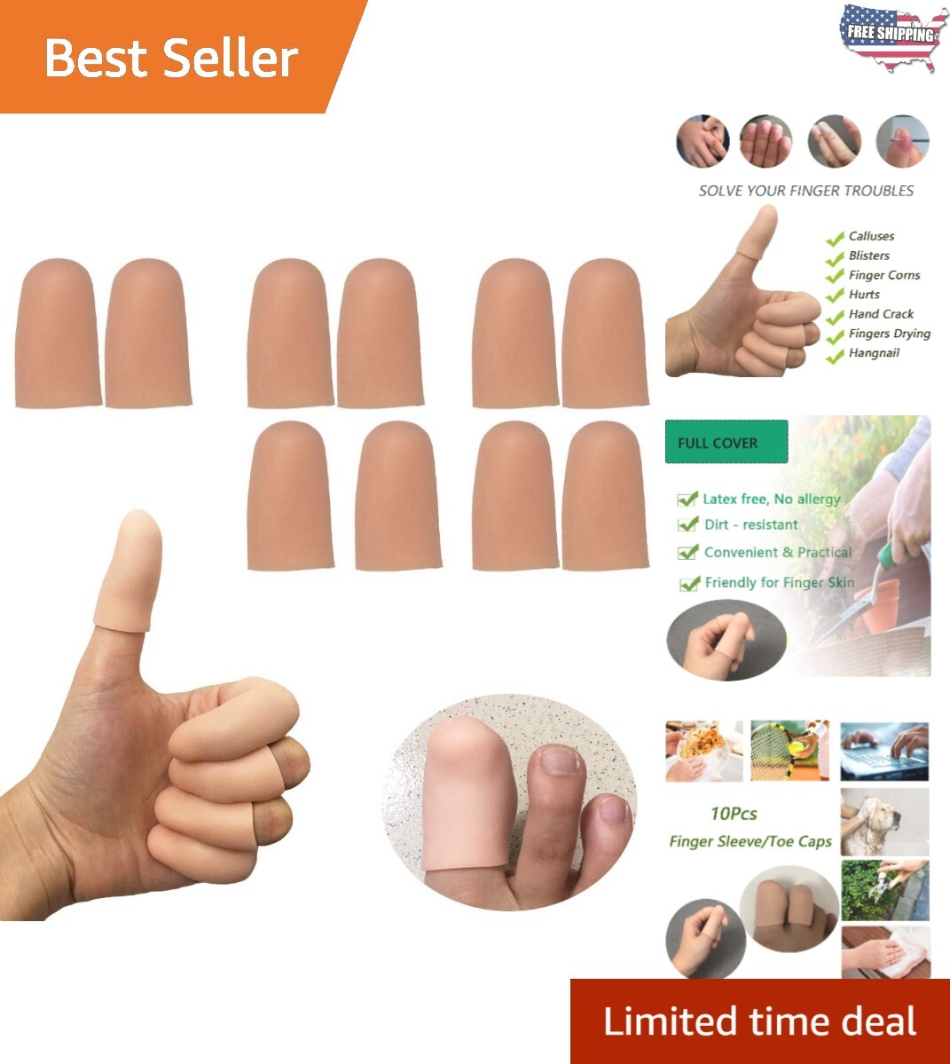 Soft Silicone Gel Finger Caps – 10 Packs for Trigger Finger and Arthritis Relief