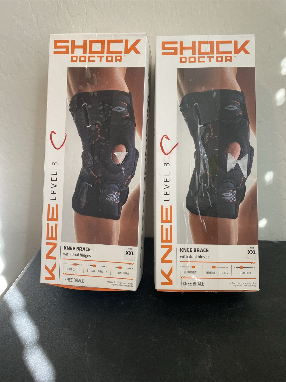 Shock Doctor LEVEL 3 KNEE BRACE W/ DUAL HINGES, Size XXL Lot Of 2