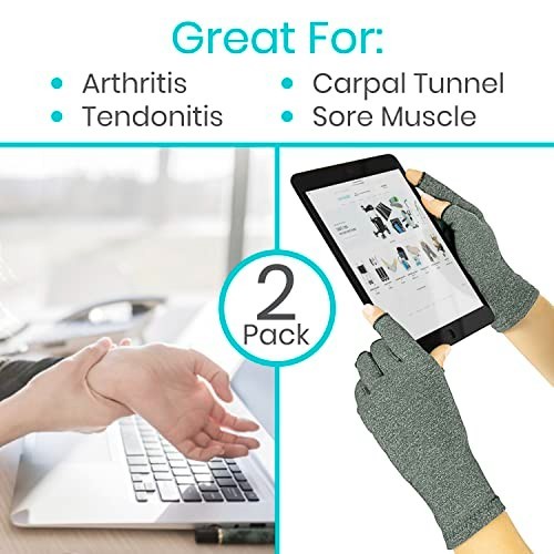 Compression Arthritis Gloves for Men & Women – Pain Relief, Open Finger Design,