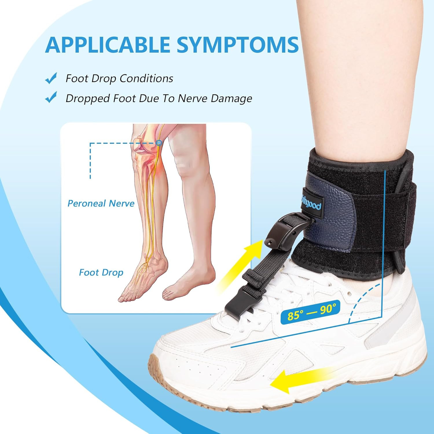 AFO Drop Foot Brace S/M Walking Adjustable Soft Support Left Right Men Women
