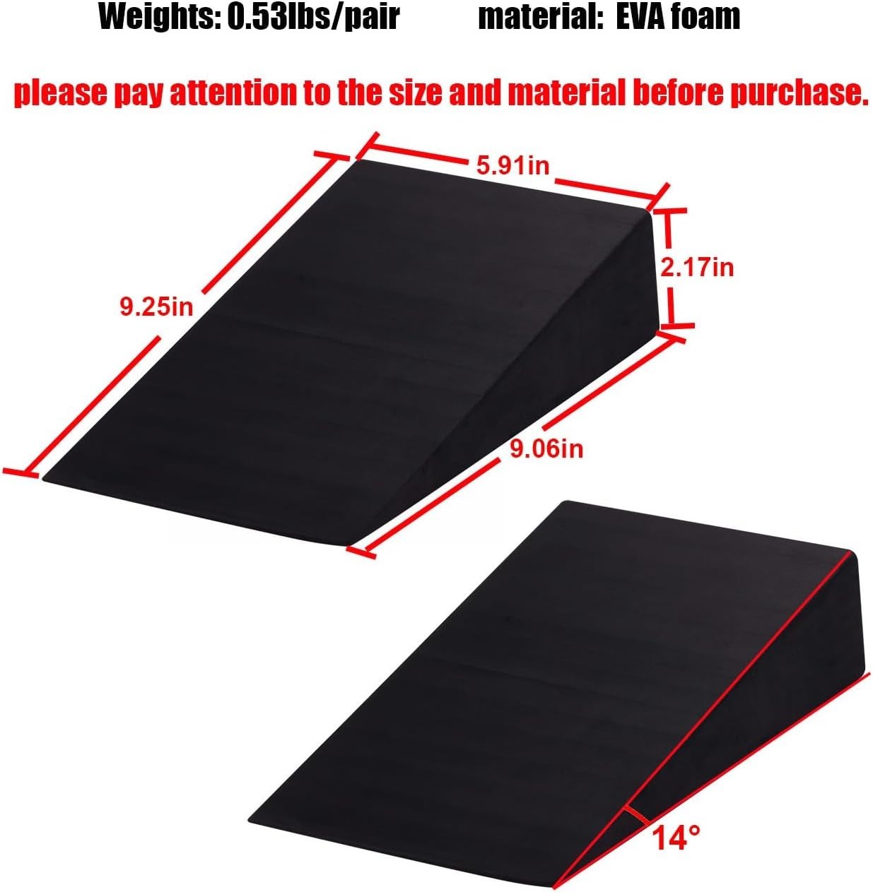 Squat Wedge Block Non-Slip Slant Board Calf Stretcher, 2pcs Ankle Knee Leg St…