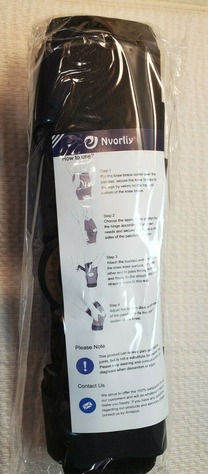Nvorliy Hinged ROM Knee Brace Adjustable Knee Immobilizer Support for Arthritis