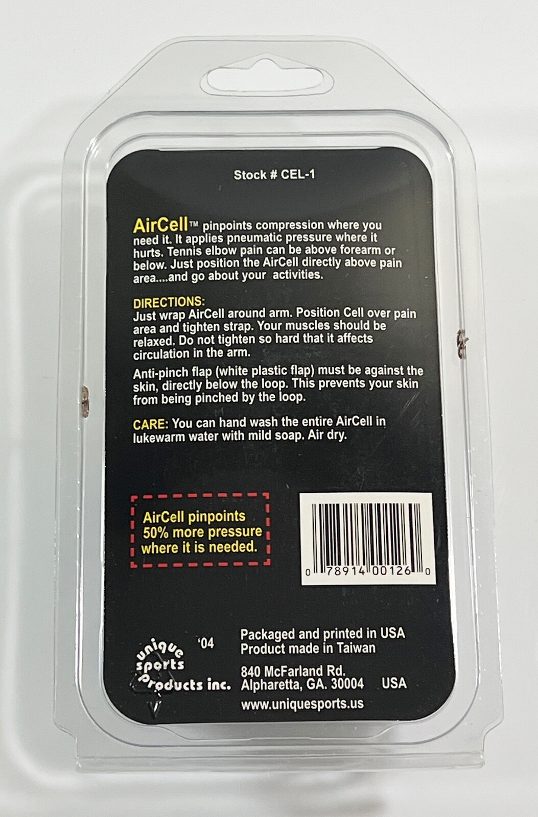 Unique AirCell Tennis Elbow – CEL-1 – New/Sealed