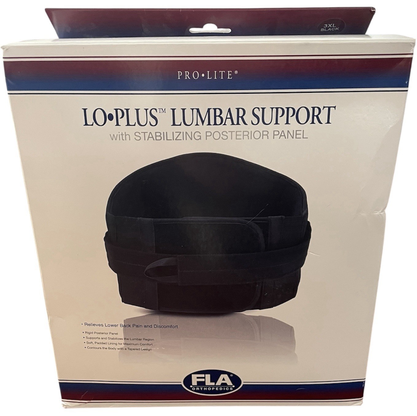FLA Prolite Lo-Plus Lumbar Support Brace XXXl 50-55” Open Box NEW