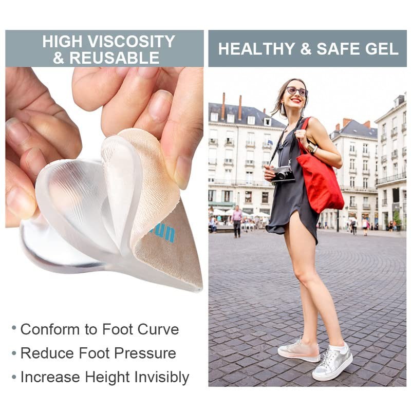 Adjustable 4-Layer Gel Heel Lifts for Women – 1″ Orthopedic Inserts for Uneven L