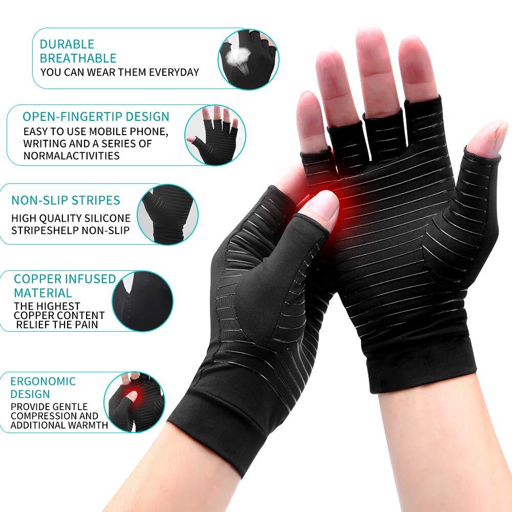 Copper Compression Arthritis Gloves for Computer Typing Daily Work Hands Support