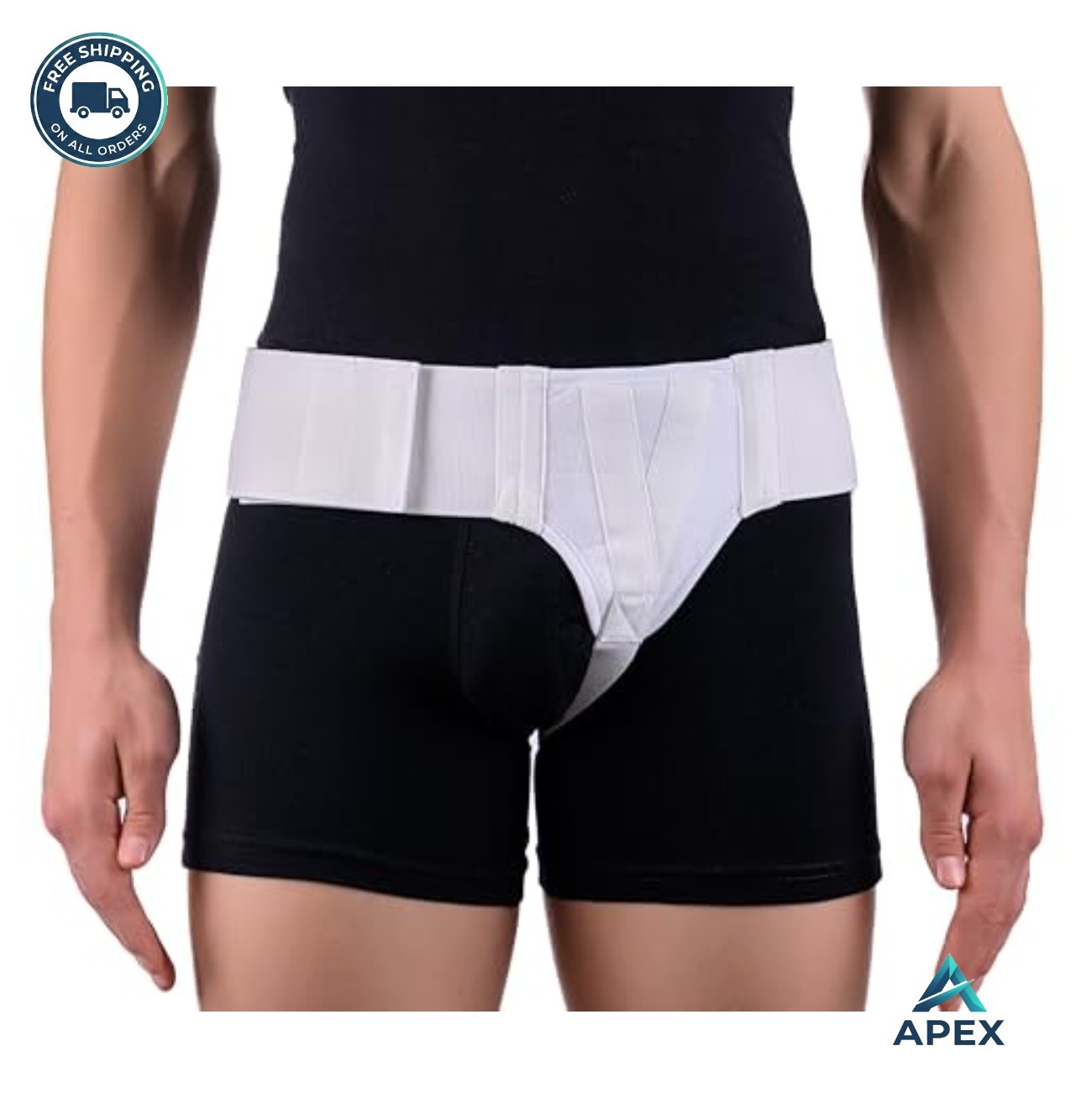 Inguinal Hernia Truss Belt Medium White Adjustable Compression Pad Removable