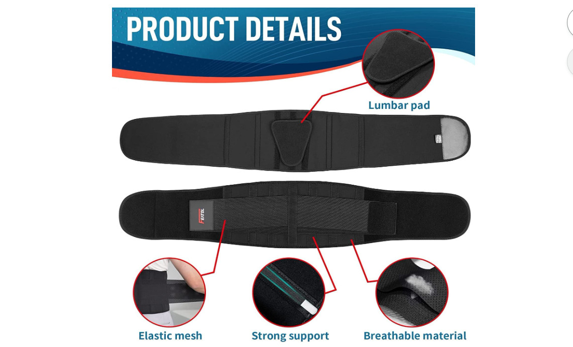 FEATOL Back Brace Support Belt-Lumbar Support Back Brace for Back Pain, Sciatica