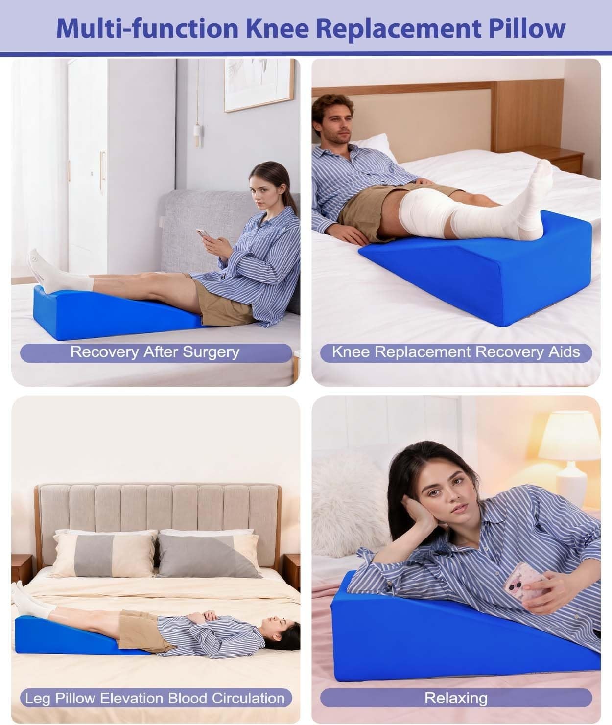 High-Density Foam Knee Surgery Pillow – Breathable, Removable Cover for Recovery