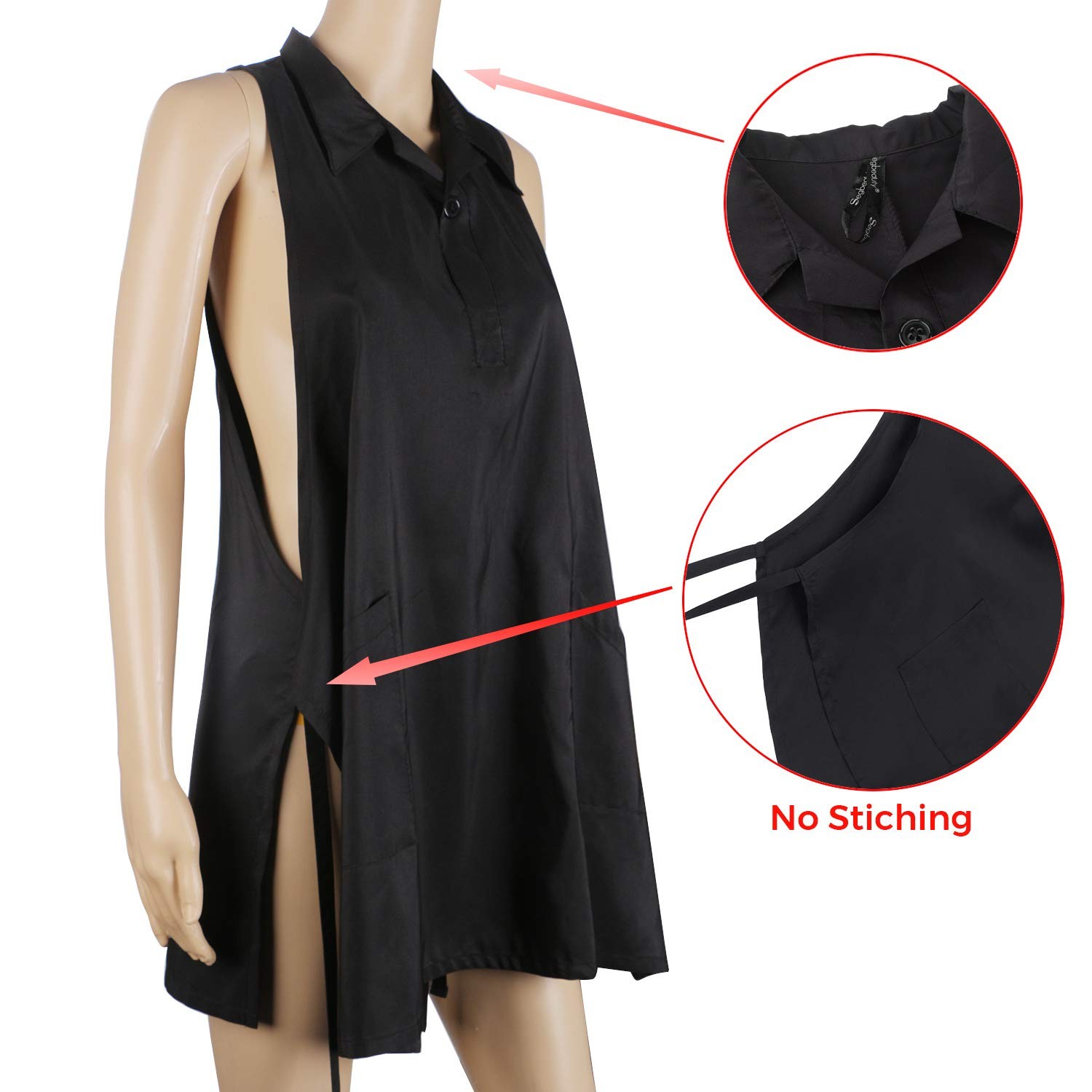 Segbeauty 1pc Black Hair Stylist Apron with 31.5 Inch (Pack of 1),