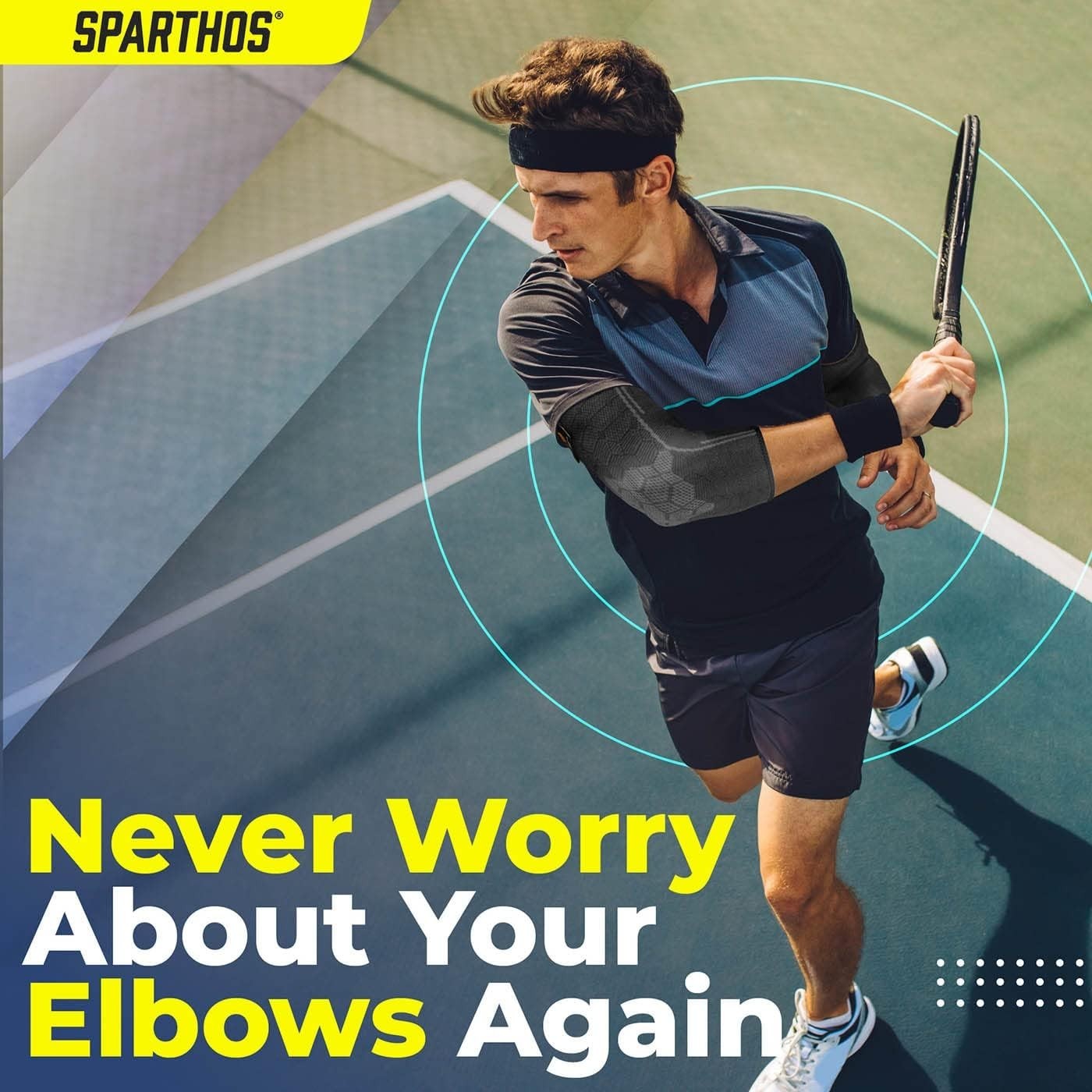 Elbow Compression Sleeves Pair for Tennis & Golfer’s Elbow Relief – Medium